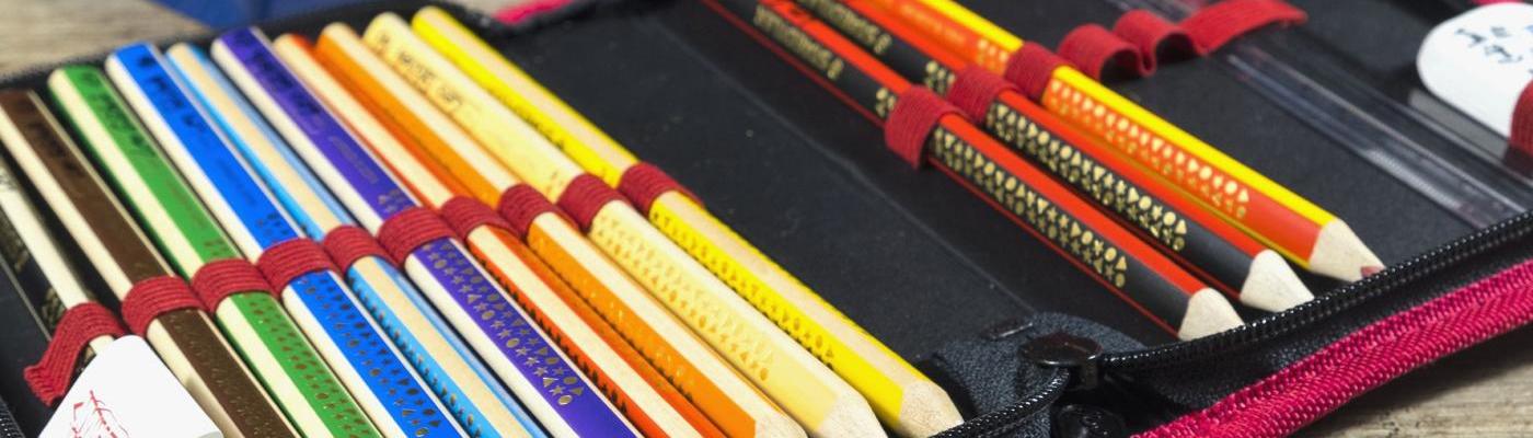 pencil case with coloured pencils