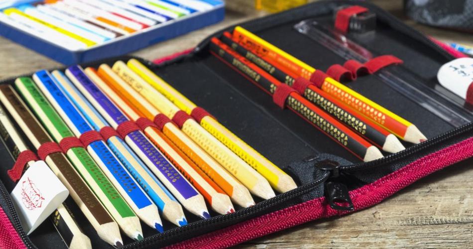 pencil case with coloured pencils