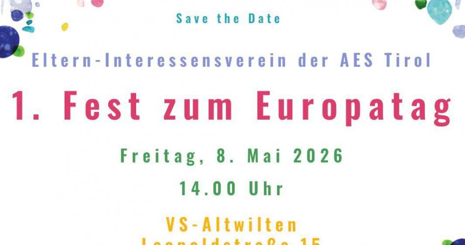 Plakat: Save the Date, Freitag, 9.5., ab 14 Uhr, VS Altwilten